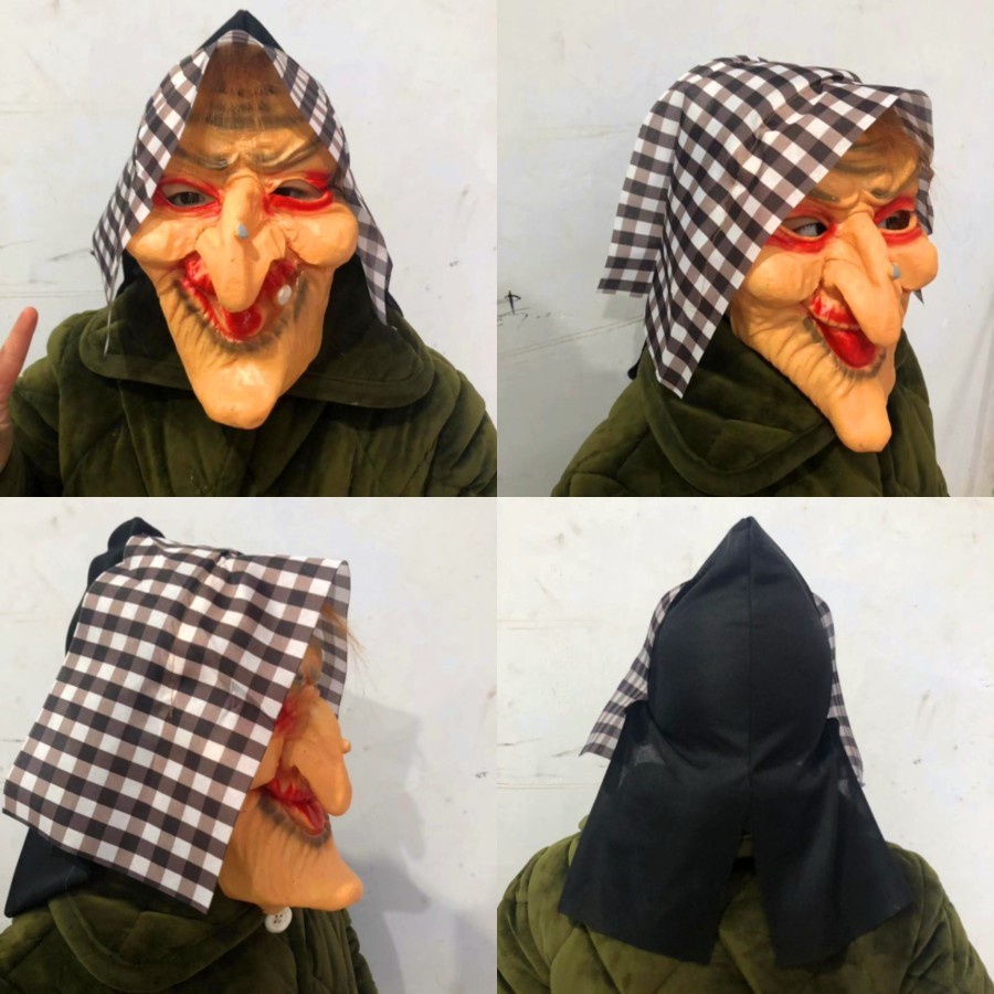 Topeng Latex Witch Kostum Cosplay Nenek Sihir Murah Halloween Mask