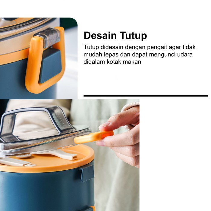 Tempat Kotak Bekal Makan Rantang Makan Lunch Box 2 Tingkat 1600 ml