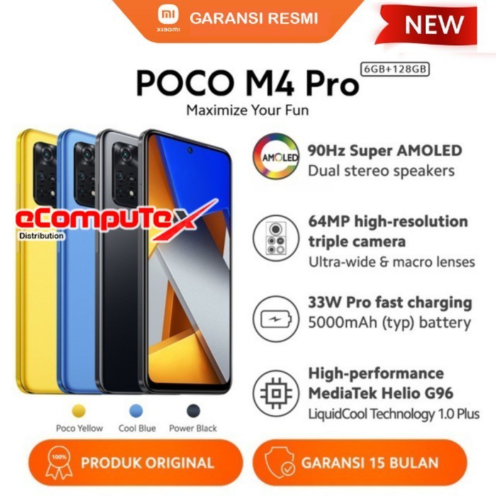 XIAOMI POCO M4 PRO 6/128 GB / HP POCO M 4 PRO 6/128GB GARANSI RESMI