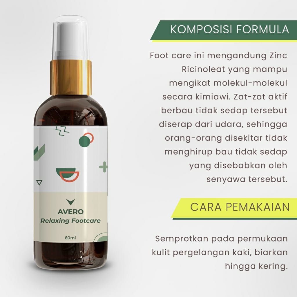 AVERO Relaxing Footcare BPOM Mencegah Kaki Berkeringat &amp; Menghilangkan Bau Kaki - Mint 60ml