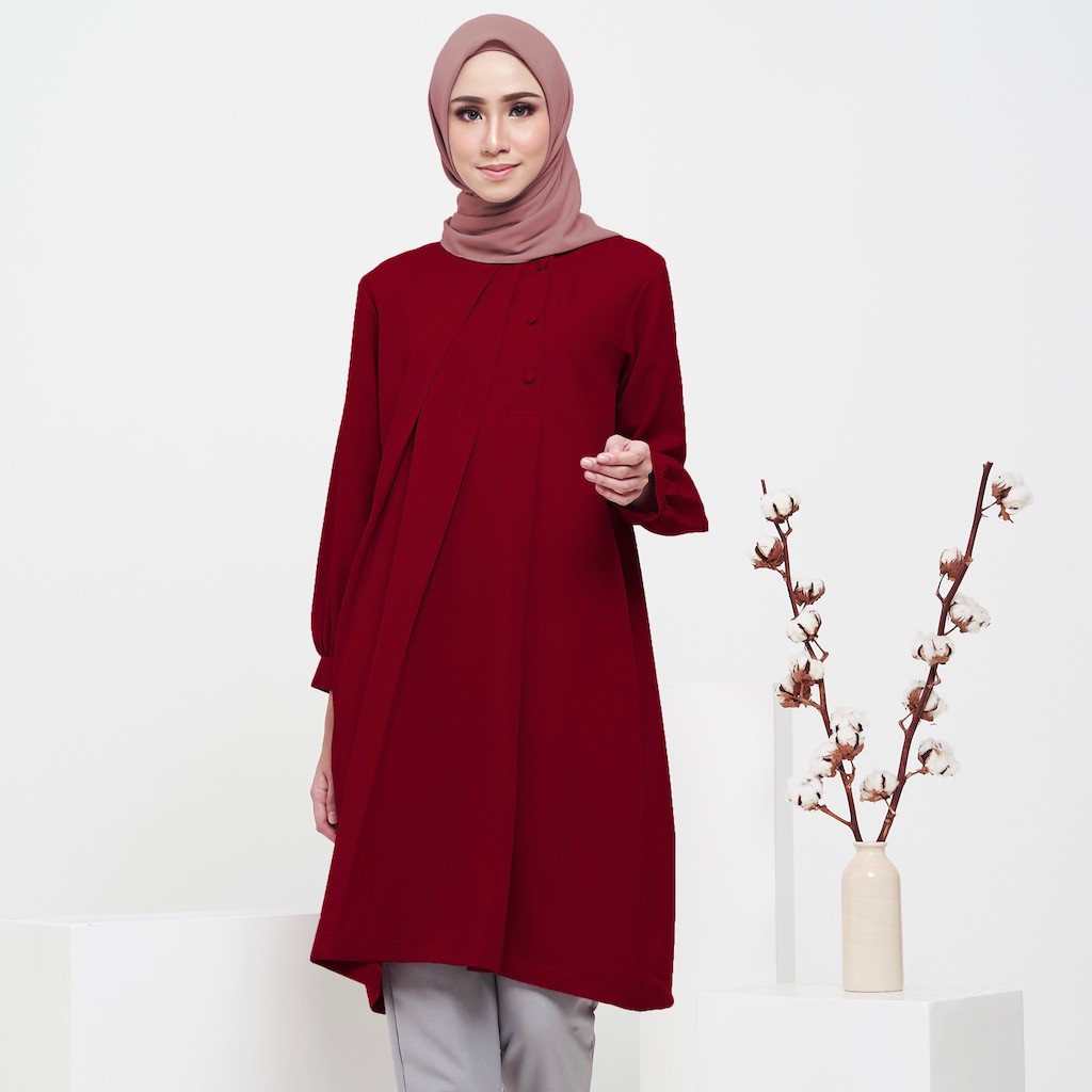  TUNIK  WANITA POLOS TERBARU warna Merah  Maroon  Aliya 