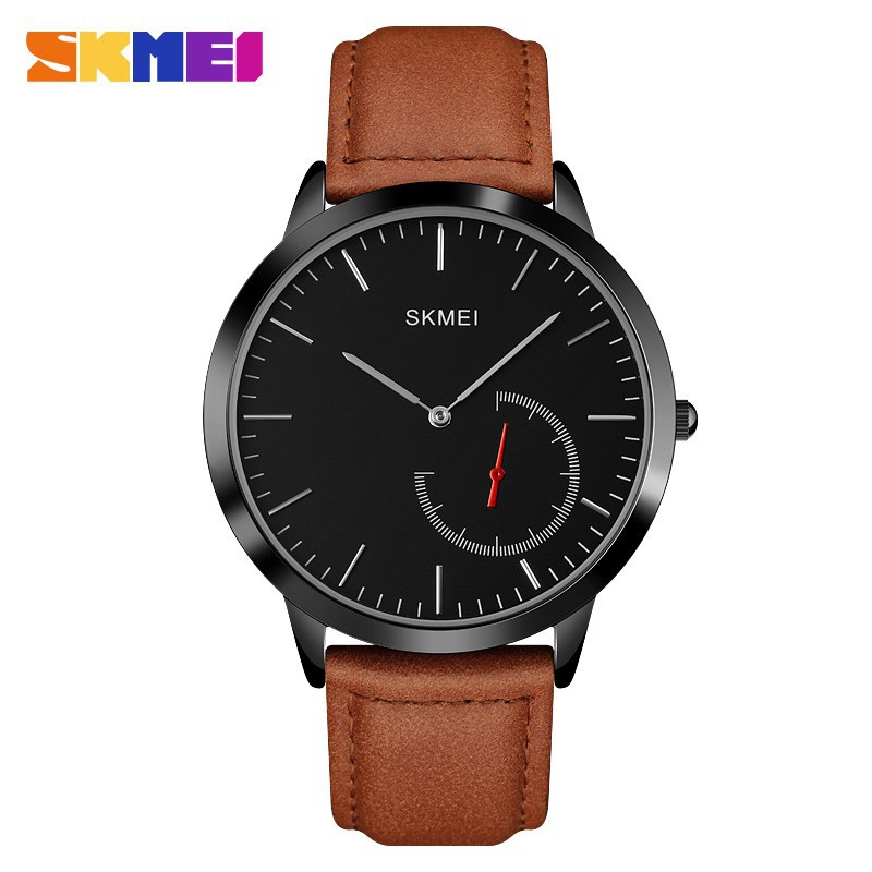 Jam Tangan Pria SKMEI 1676 Casual Mens Watches Male Luxury Leather Strap Quartz Business Watch