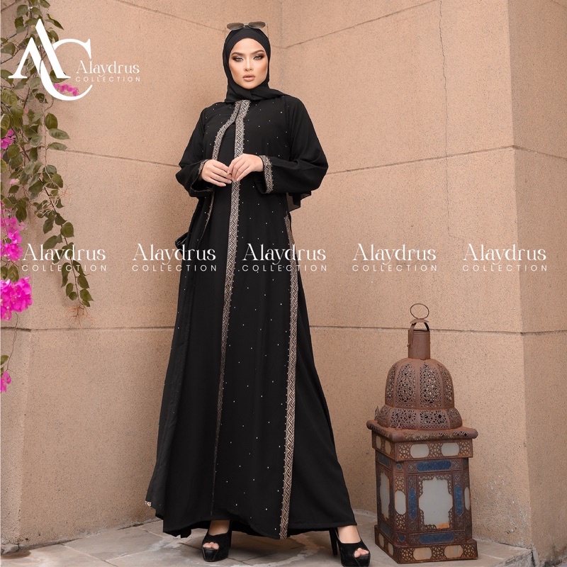 Baju Muslim Abaya Bordir Gamis Maxi Dress Arab Saudi Bordir Zephy Turki Umroh Sifon tengah India