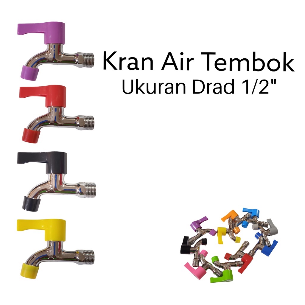 Kran Tembok Kamar Mandi 1/2inch Handle Warna Keran Air taman bak kamar Mandi Black faucet murah kran wudhu multifunction