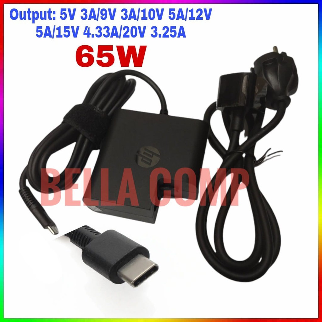 Adaptor Charger Laptop HP Type C USB C 20V 3.25A - Original