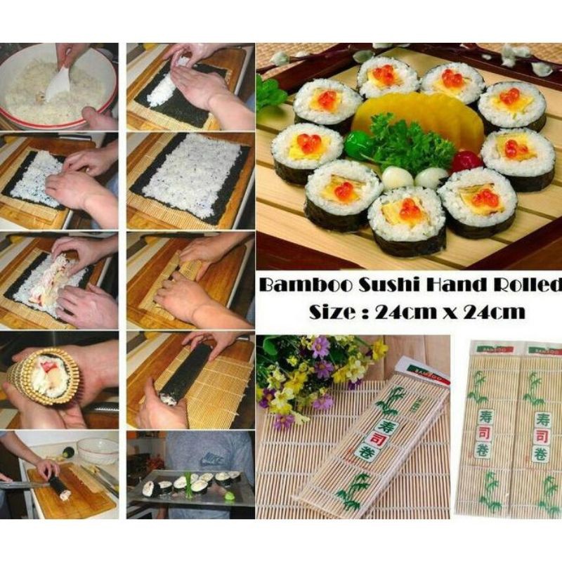 Sushi Roll Tikar Penggulung Sushi Alat Penggulung Sushi Cetakan Sushi Bento Tatakan Piring Bambu