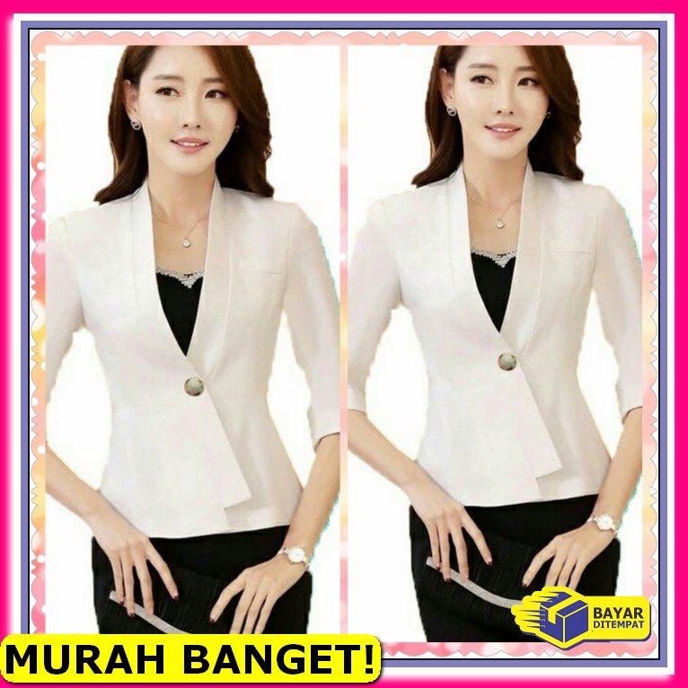 Milly Stripes Blazer Set / Setelan Pendek Kasual Wanita Cewe Lucu KA961 Blazer Wedges Mitha - Putih
