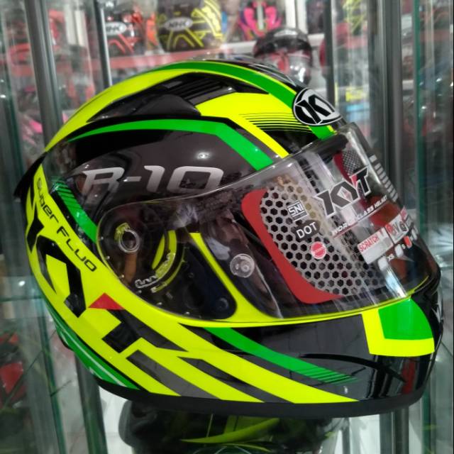 Helm KYT R10 Super Fluo Kuning Hijau