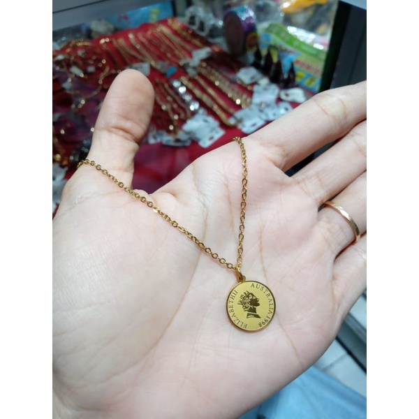 KALUNG ANAK LIONTIN KOIN TITANIUM