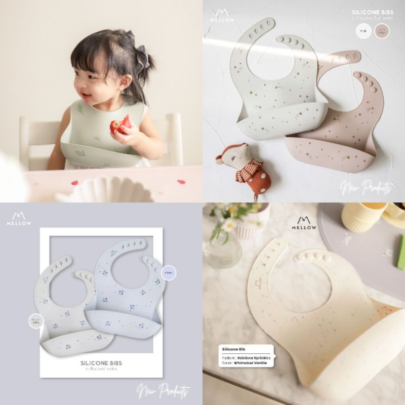 Hello Mellow Silicone Bibs / Bib Anak Bayi Silikon