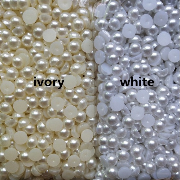 Ivory / White Manik-Manik Mutiara Imitasi Setengah Lingkaran Bahan Akrilik Ukuran 3-20mm Untuk Membuat Perhiasan Diy