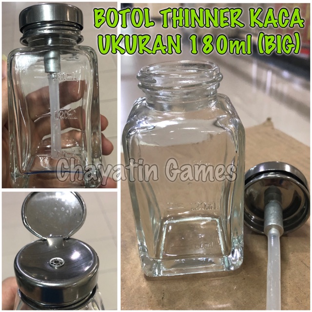 Botol Thinner / Tempat Thinner KACA Ukuran 180ml - BiG