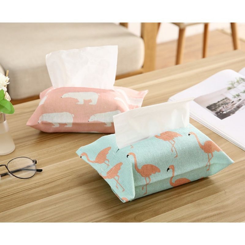 CTM032 Cover Sarung Tisu Kain Canvas Motif Minimalis / Tissue Cover / Tempat Kotak Tisu / Cover Kain Tisue