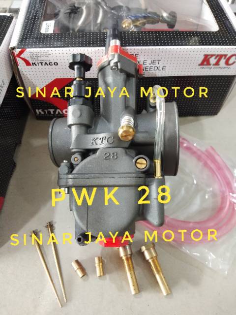 Karbu pwk 28 kitaco original 1set x2 nozzle  x2 heedle jet - jalum skep x2 head needle