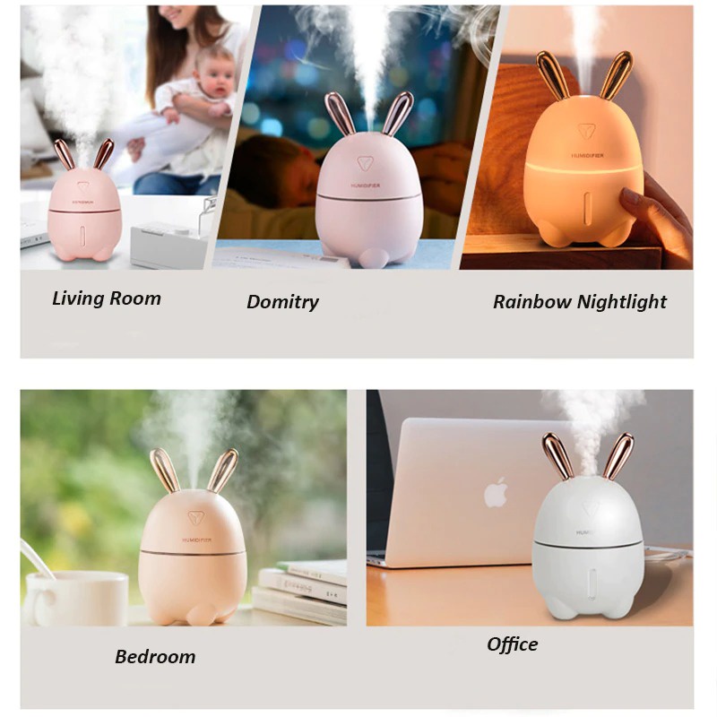 Pengharum Pelembab Udara Ruangan Kamar Air Humidifier Lucu Cute RGB Lampu Tidur Ultrasonic Aromatherapy Oil Diffuser Mini Hadiah Gift Souvenir