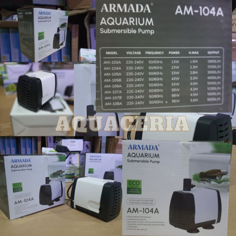 Pompa Celup Aquarium Kolam ARMADA AM-104A Mesin pompa air High Quality 2500L/H