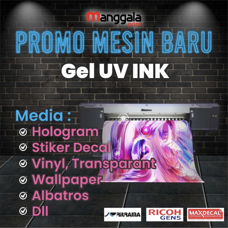 

Cetak UV Sticker Glossy / Transparan / Albatros / Carton