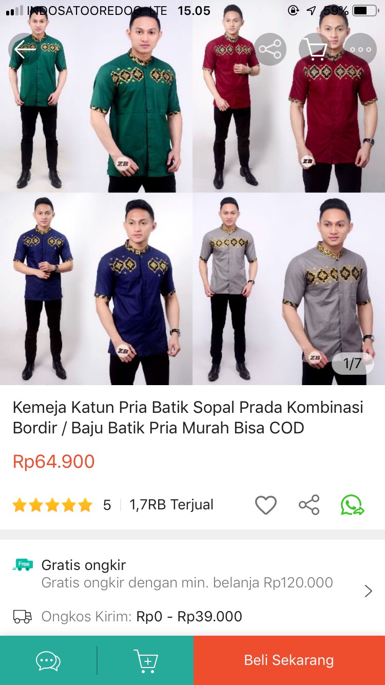 Kemeja Katun Pria Batik Sopal Prada Kombinasi Bordir / Baju Batik Pria Murah Bisa Cod