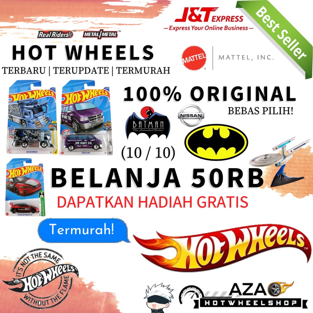 BEST SELLER (10/10) | LOT D 2022 TERBARU | Hot Wheels HW Hotwheels Fusionbusta mercedes benz coupe clip tooned batmobile raijin express toyota tacoma bugati nissan leaf chevy impala ford silverado trail boss dodge van land cruiser bronco studebaker champ