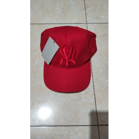 Topi NY New York Topi Baseball Pria Wanita-merah tulisan merah