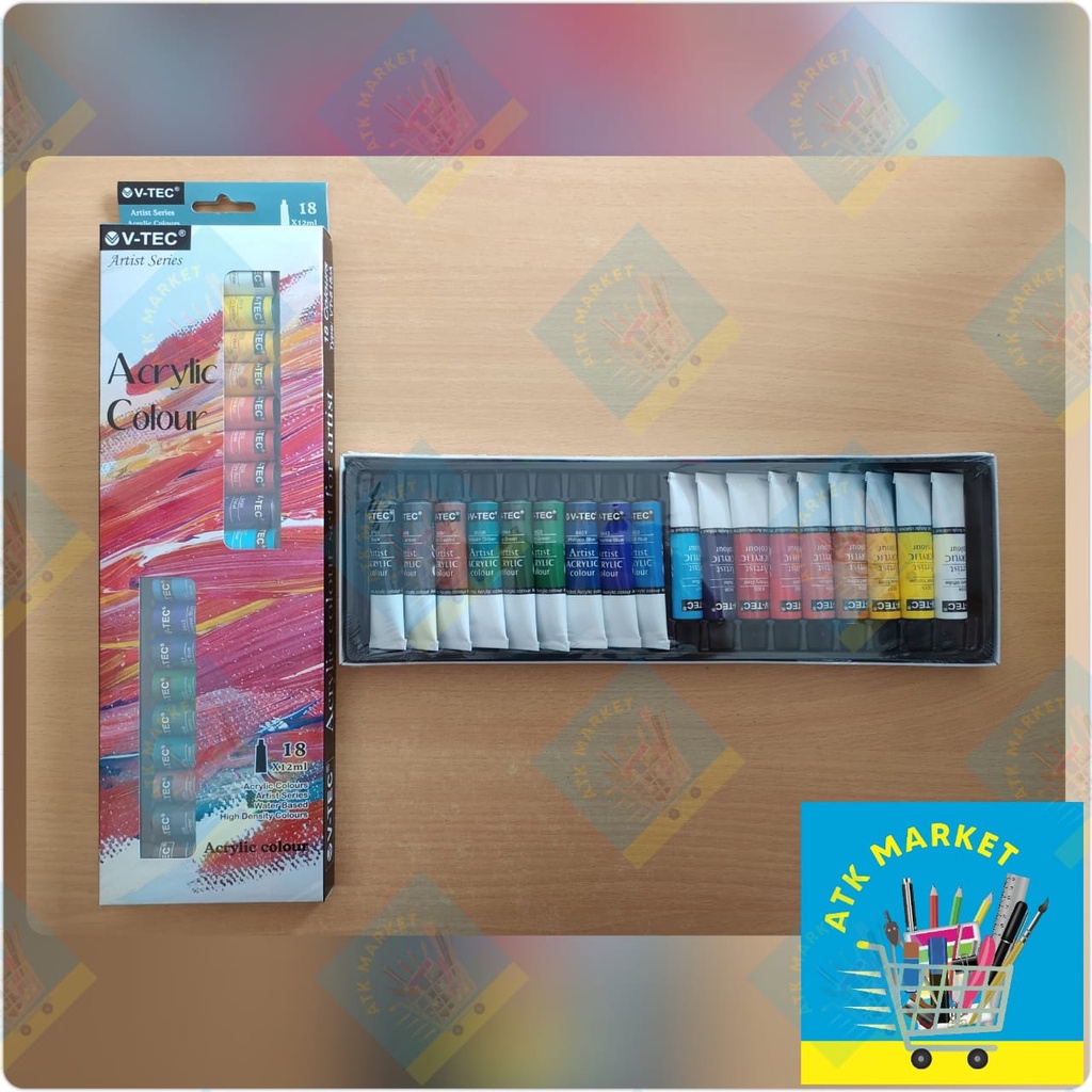 

V-TEC Cat Acrylic / Cat Akrilik SET 18 WARNA VT 818 / 12 ML