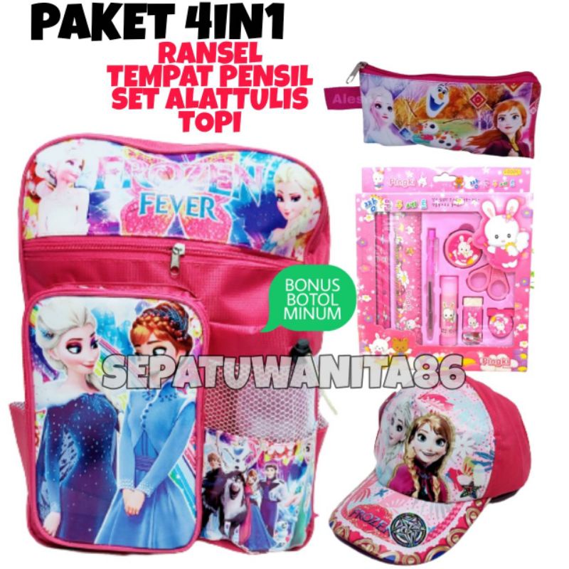 Tas Anak Perempuan Tas Ransel Anak Sekolah FROZEN ELSA Tas karakter anak bonus botol minum  Tas Sekolah Anak SD TK PAUD