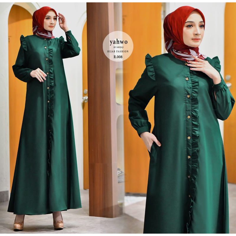 GAMIS  TOYOBO FODU TERBARU YAHWO HIJAB FASHION/GAMIS KANCING DEPAN/GAMIS BUSUY/GAMIS RUFLE DEPAN