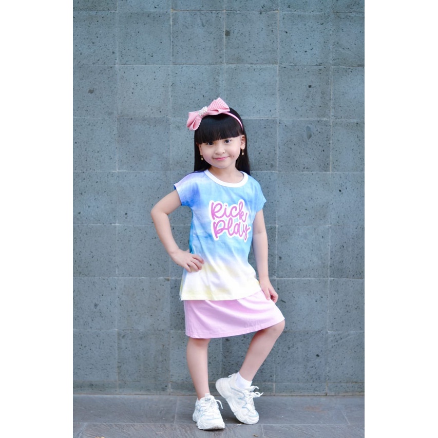 SETELAN ANAK PEREMPUAN ROK CELANA TIE DYE USIA 4-12 TAHUN