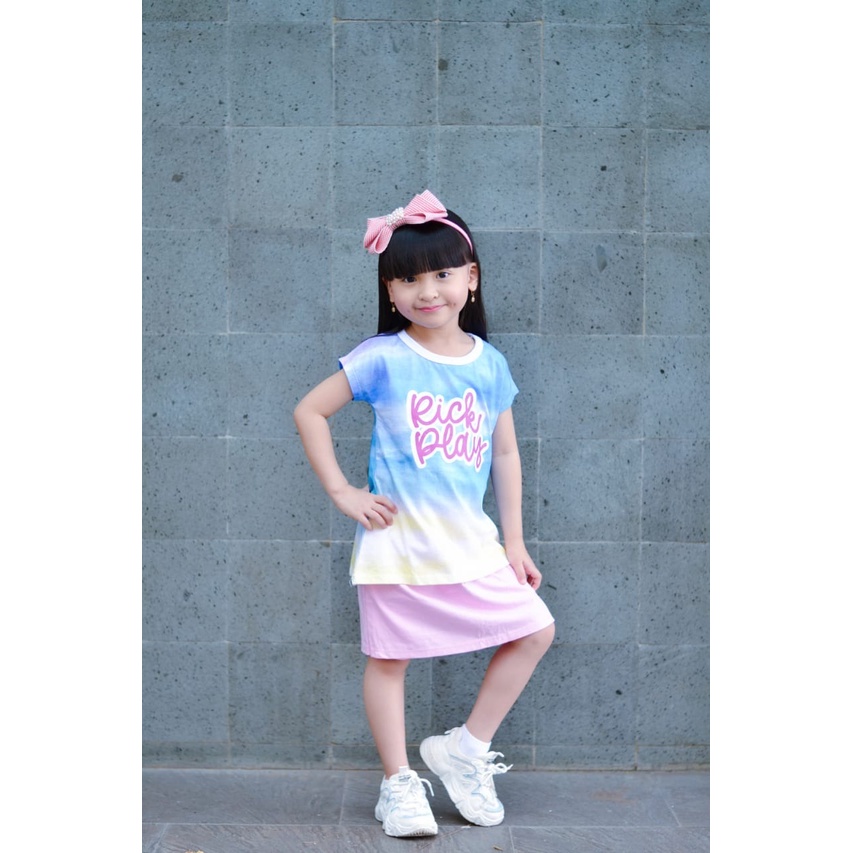 SETELAN ANAK PEREMPUAN ROK CELANA TIE DYE USIA 4-12 TAHUN