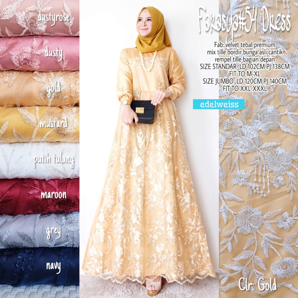 EDELWEISS Farasya #54 Dress brokat bridal tile murah cantik terbaru fashion muslim modern kekinian