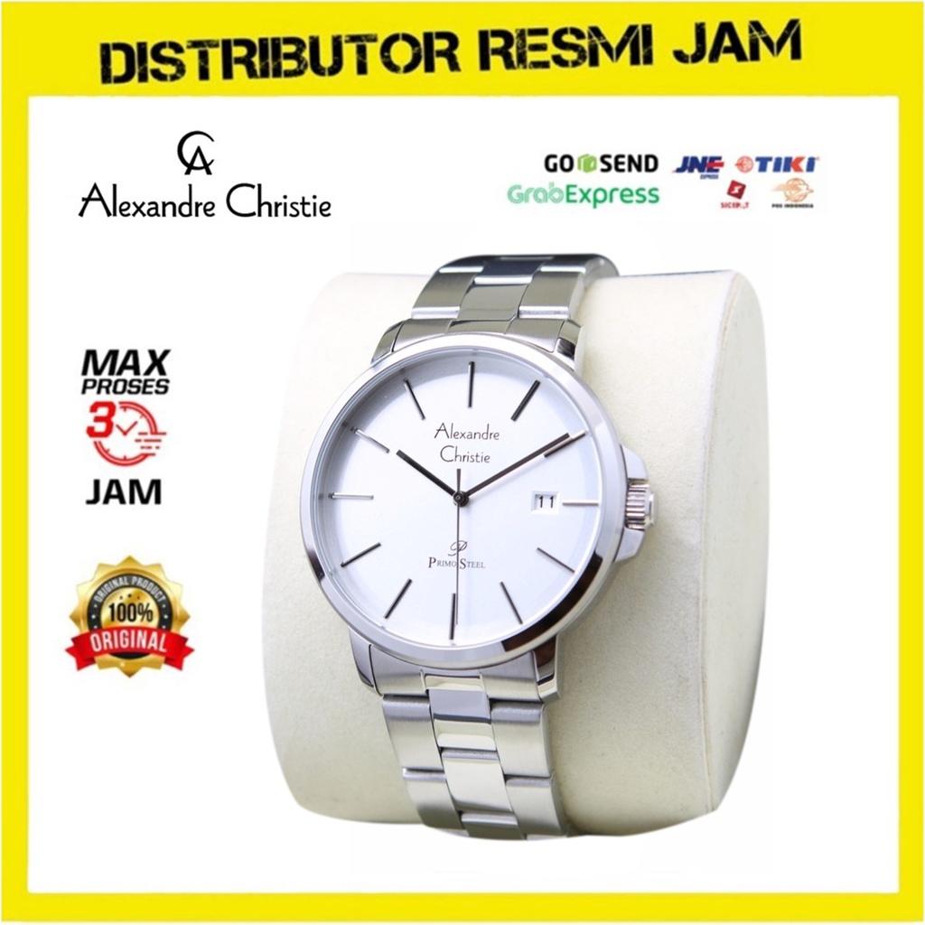 Jam Tangan Pria Alexandre Christie AC1032 AC 1032 Silver White