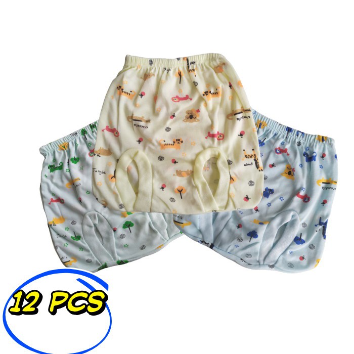 [12 Pcs] Celana Pop Bayi Print Dasar Warna || Celana Kacamata Bayi Print
