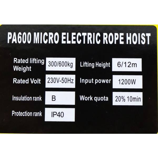 Electric Hoist MOLLAR HST300/600 Katrol Mini Listrik 600KG Elektrik
