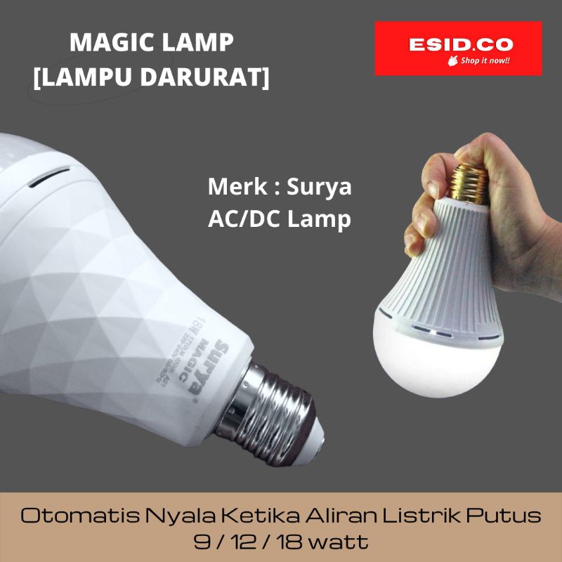Lampu Led Darurat Surya Magic Emergency Sensor Sentuh + Battery 9 12 18 watt Garansi 3 Bulan