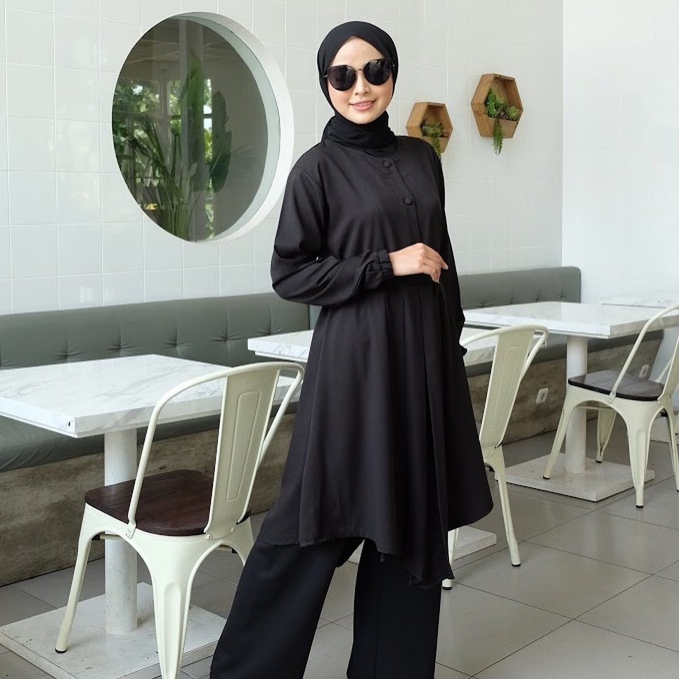 Gamis Terbaru 2022 Baju gamis Remaja Modern Kekinian Polos Hitam TUNIK WANITA EXCLUSIVE TERBARU PREM