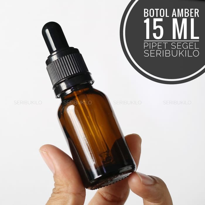 Botol Pipet 15 ml Segel / Botol Kaca Amber 15 ml Pipet Segel