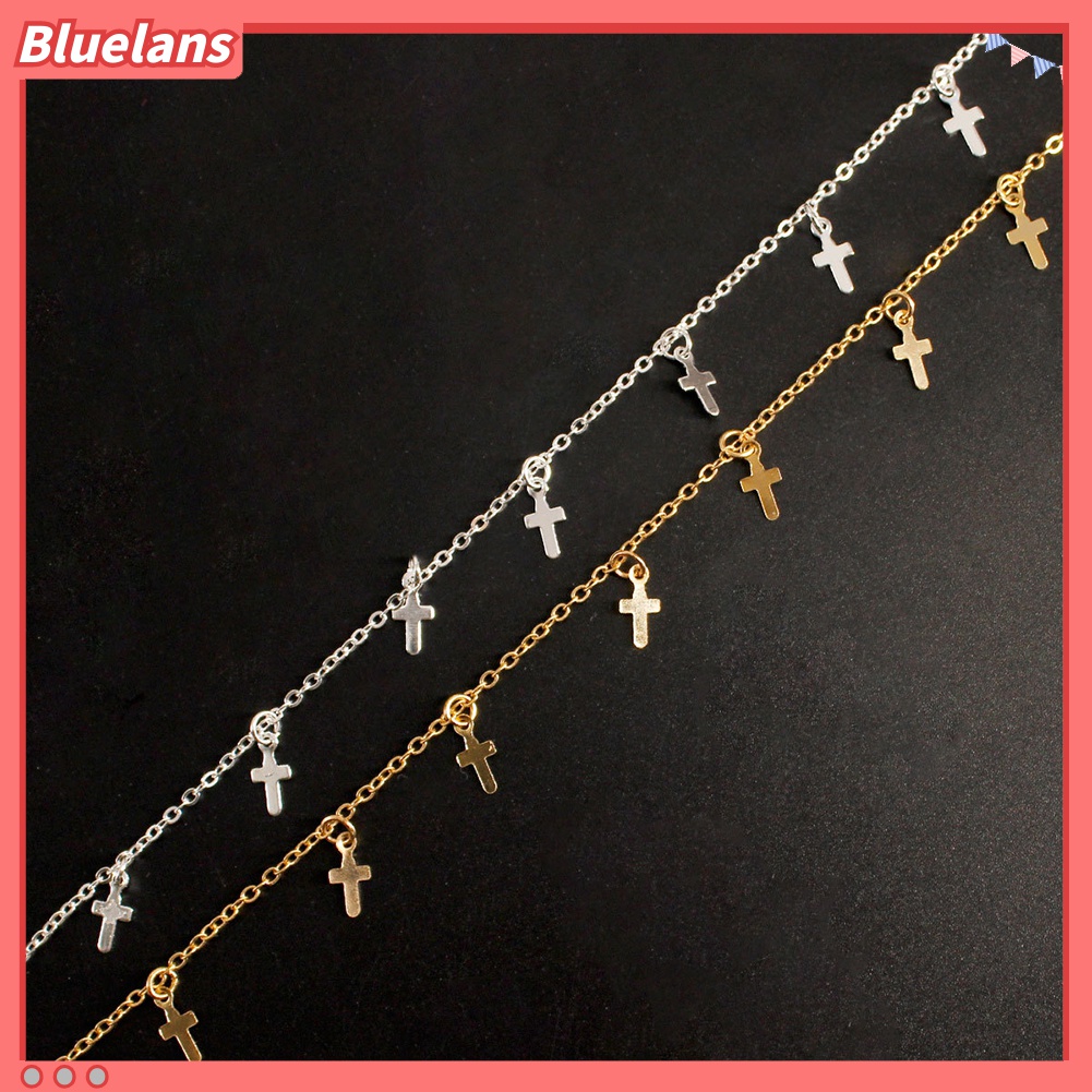 Bluelans Gelang Kaki Rantai Charm Salib Untuk Wanita