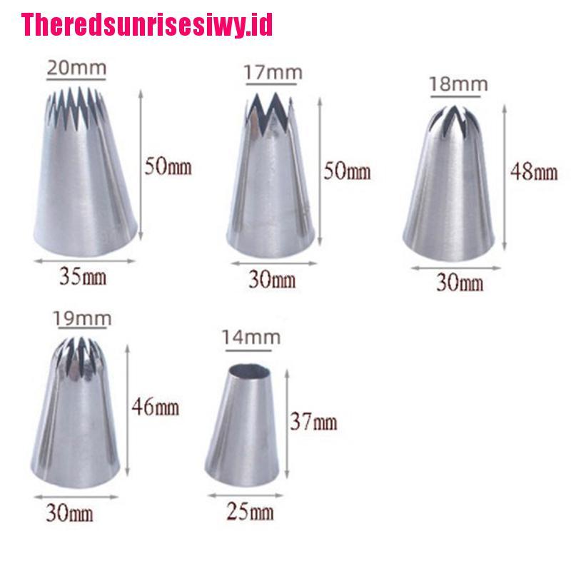 5pcs / Set Alat Nozzle Icing Piping Krim Kue Ukuran Besar Gaya Rusia Untuk Baking