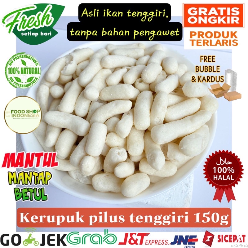 Jual Kerupuk Pilus Ikan Tenggiri 150g Makanan Ringan Murah Snack Murah