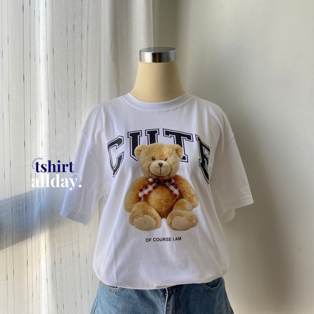 Tshirtallday Kaos Premium Pria &amp; Wanita 100% Cotton Combed bis Oversize CUTE BEAR