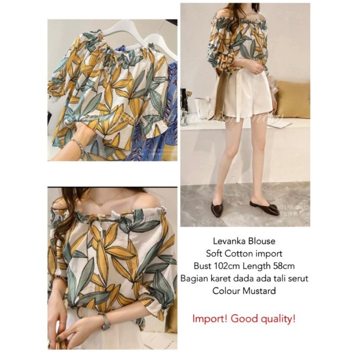 Pakaian Baju Atasan Wanita Terbaru Import Blouse Cewek Korea Blus Korean Cewe Murah Kekinian Sabrina