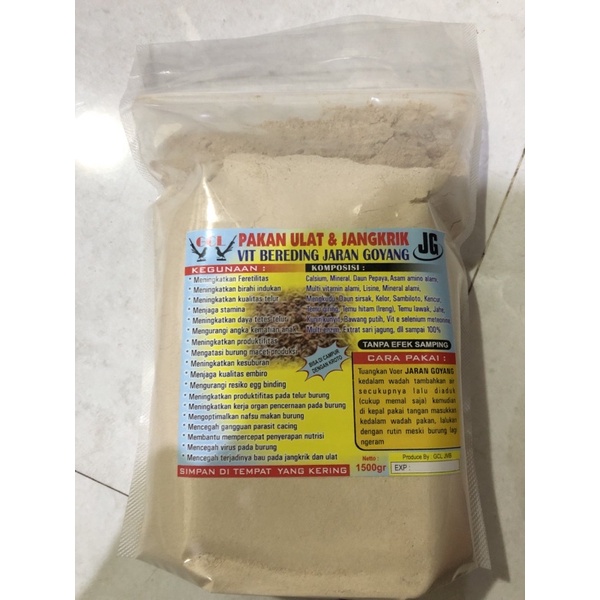 JARAN GOYANG VITAMIN BREEDING UNTUK PAKAN ULAT DAN JANGKRIK KEMASAN 1,5kg/1500gr