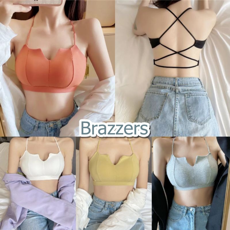 Bra Bralette Wanita Busa Tebal Tali Silang Belakang Sexy Cup B Besar Ukuran 32 36 Import Korea Style
