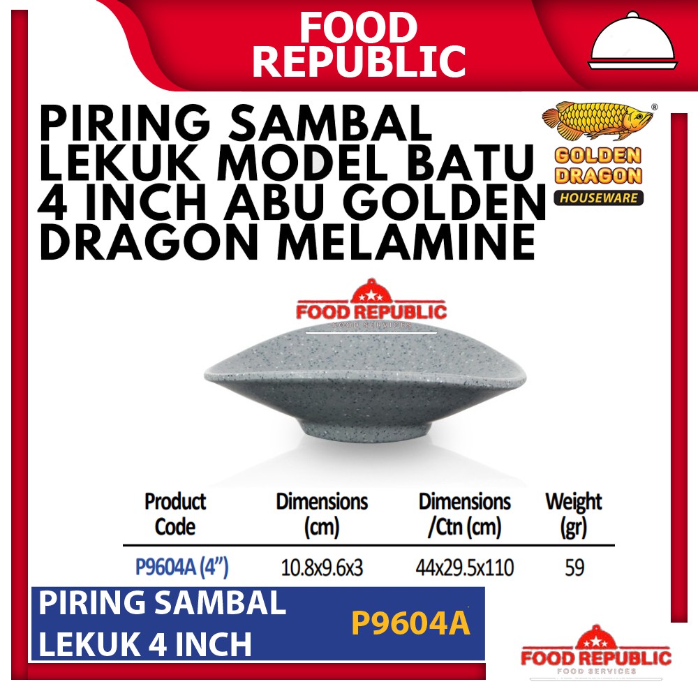 GOLDEN DRAGON PIRING SAMBAL LEKUK 4 INCH MODEL BATU P9604A ABU STONE