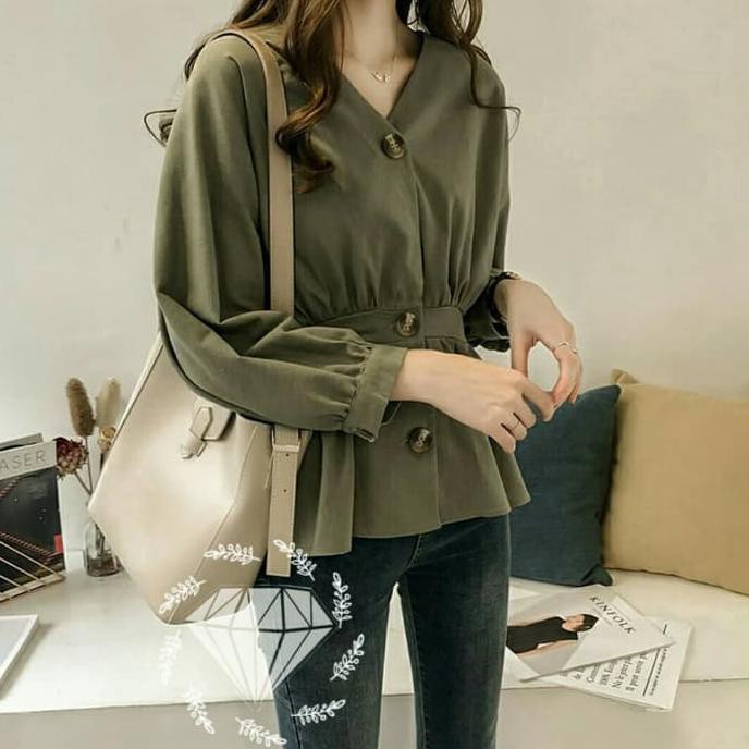 DISKON Blouse Xena Army Blouse Jumbo Baju Atasan Jumbo LIMITED EDITION