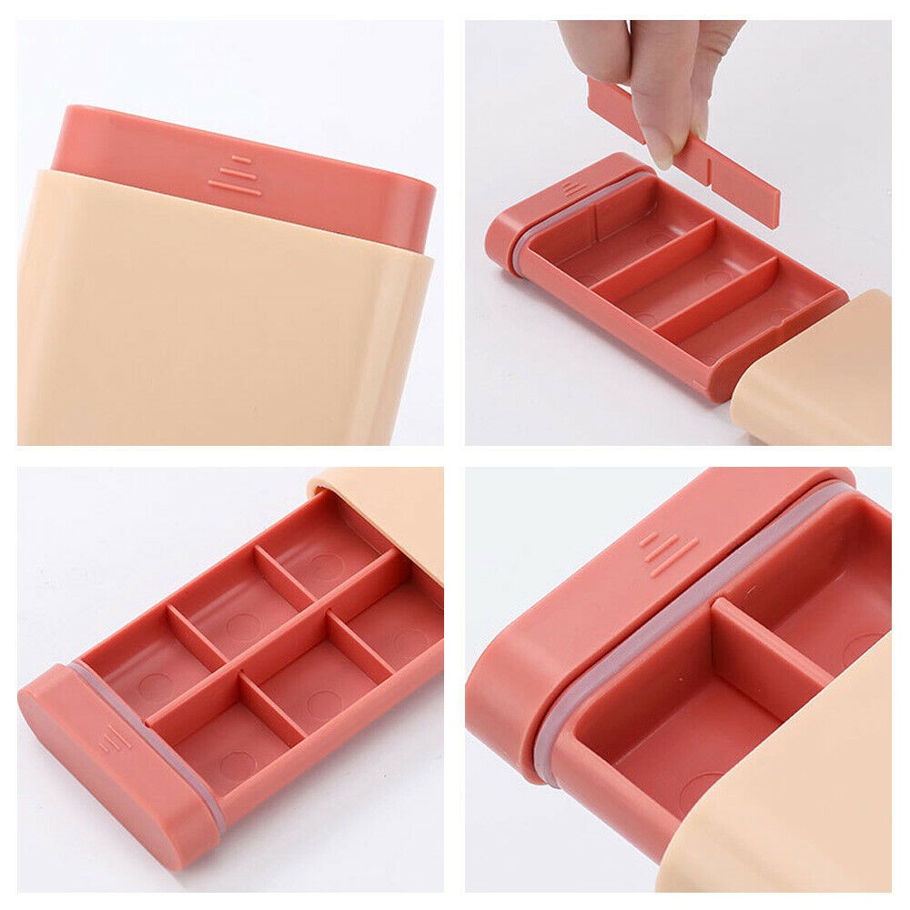 Kotak Obat Tempat Penyimpanan Storage Box Sliding 6 Sekat Portable