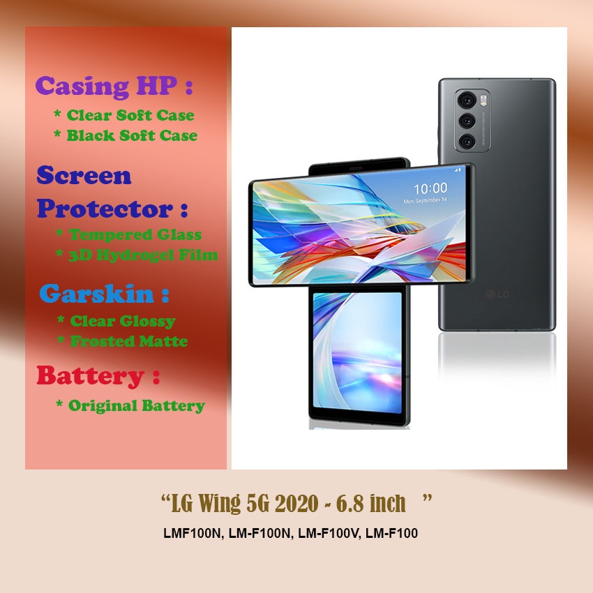 LG Wing 5G 2020 - 6.8 inch - Case - Screen Protector - Battery - Dll