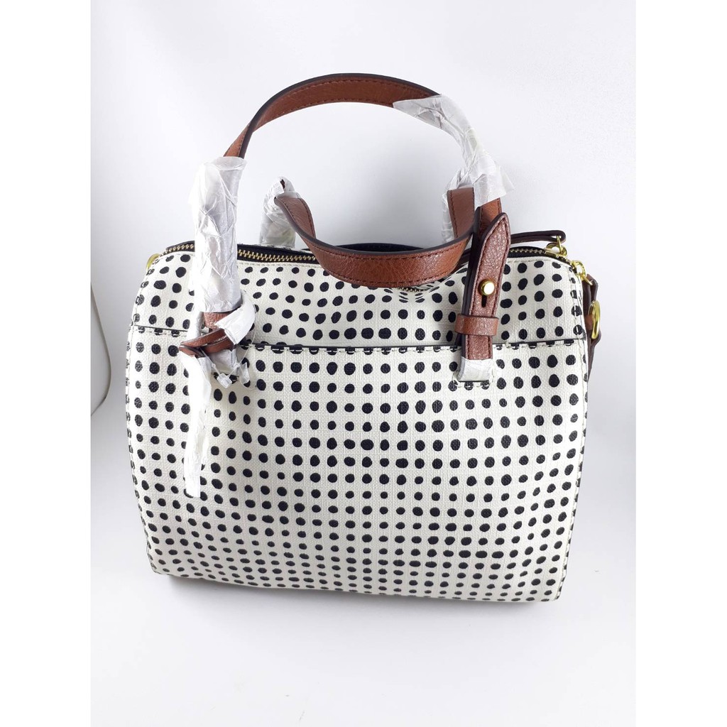 Fossil Rachel Satchel White Polka