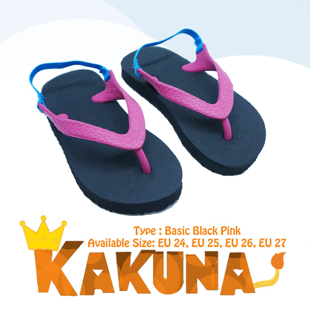 Sandal Kakuna anak Perempuan Warna Tipe Basic Black Pink umur 2-5 tahun