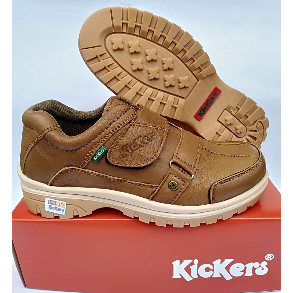 Kickers sepatu pria kulit asli original casual santai kasual slip on tanpa tali terbaru perekatselop